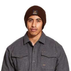 Ariat Rebar Hats: Men's 10027795 Brown Watch Cap