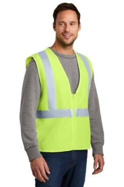CornerStone Vests: High Visibility Yellow Safety Vest CSV400 -Wrangler Store 2377 sftyyellow 4 csv400sftyyellowmodel3qa1 337w