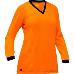 Work Clothes Discount Store 7 Bisley By PIP Shirts: Women's 310W6118 O Orange Non-ANSI Long Sleeve V Neck Shirt