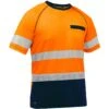 Bisley By PIP Shirts: Men's 312M1118T ON Orange Navy Bottom ANSI Type R Class 2 Short Sleeve T-Shirt