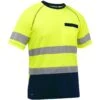 Bisley By PIP Shirts: Men's 312M1118T YN Yellow Navy Bottom ANSI Type R Class 2 Short Sleeve T-Shirt