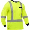 Bisley By PIP Shirts: Men's 313M6118X Y Yellow ANSI Type R Class 3 CSA Z96 X-Back Long Sleeve Shirt