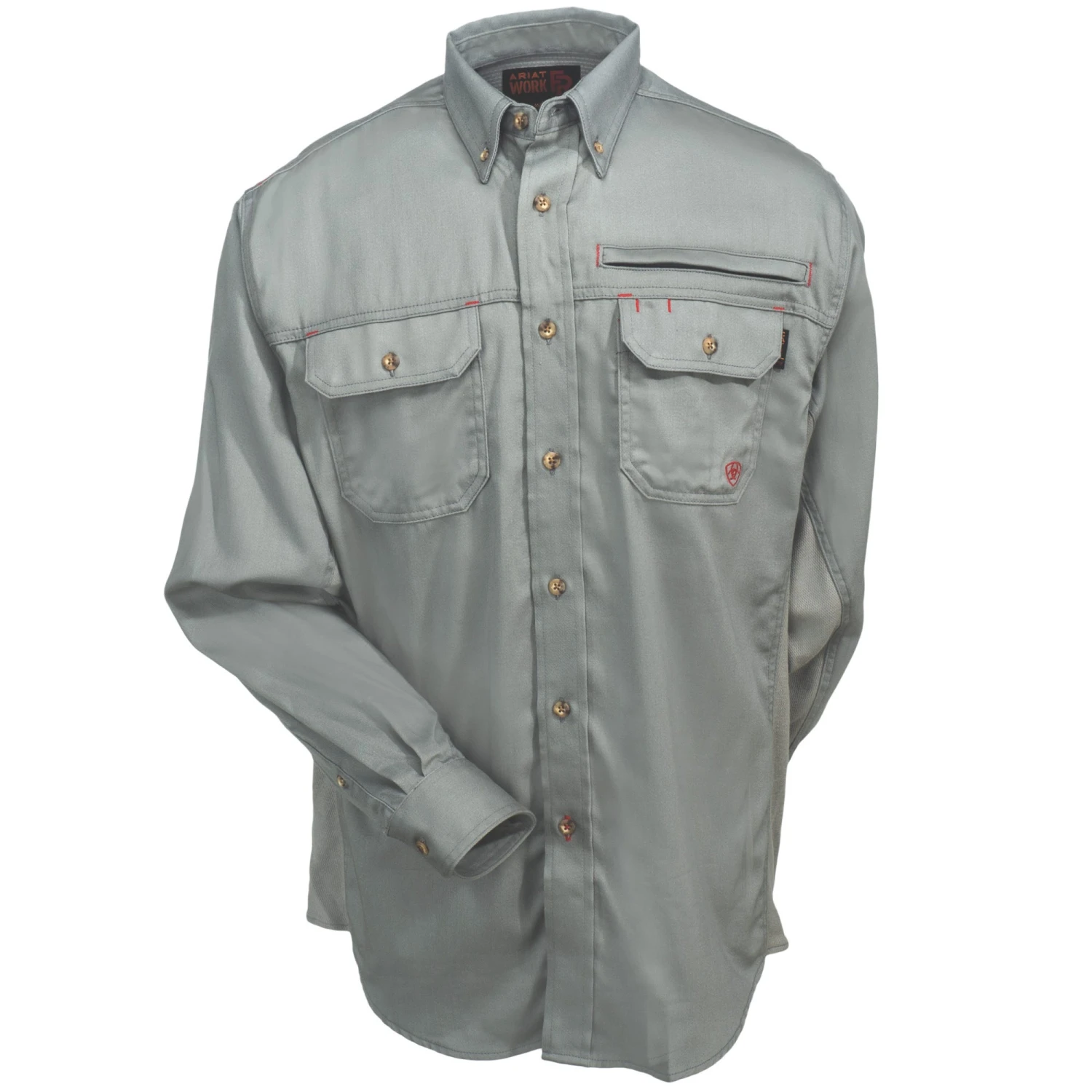 Ariat Work FR Shirts: Men's 10019063 FR Solid Vented Long-Sleeve Button-Down Silver Shirt Ariat Work FR Shirts: Men's 10019063 FR Solid Vented Long-Sleeve Button-Down Silver Shirt -Wrangler Store ariat 10019063 f 01