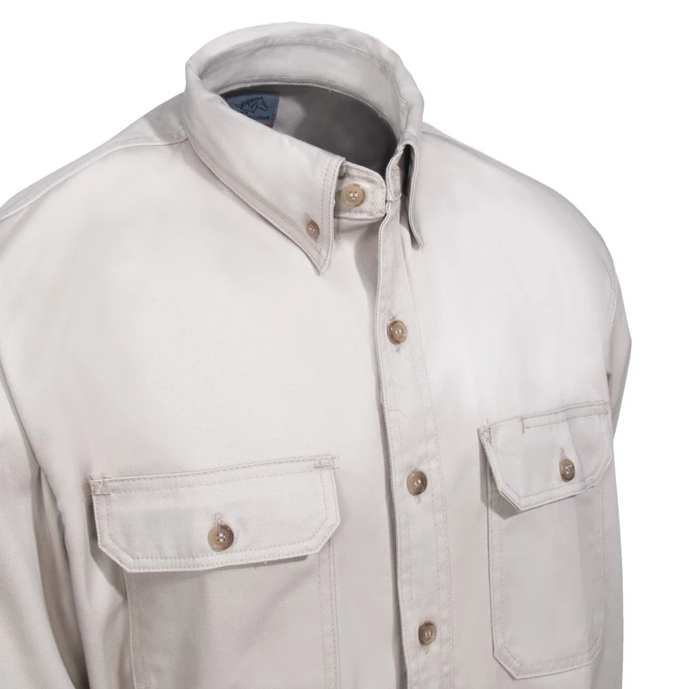 Black Stallion Shirts: Men's WF2110 ST Flame-Resistant TruGuard 300 FR Khaki Long-Sleeve Button-Down Shirt Black Stallion Shirts: Men's WF2110 ST Flame-Resistant TruGuard 300 FR Khaki Long-Sleeve Button-Down Shirt -Wrangler Store black stallion wf2110 st cd 01