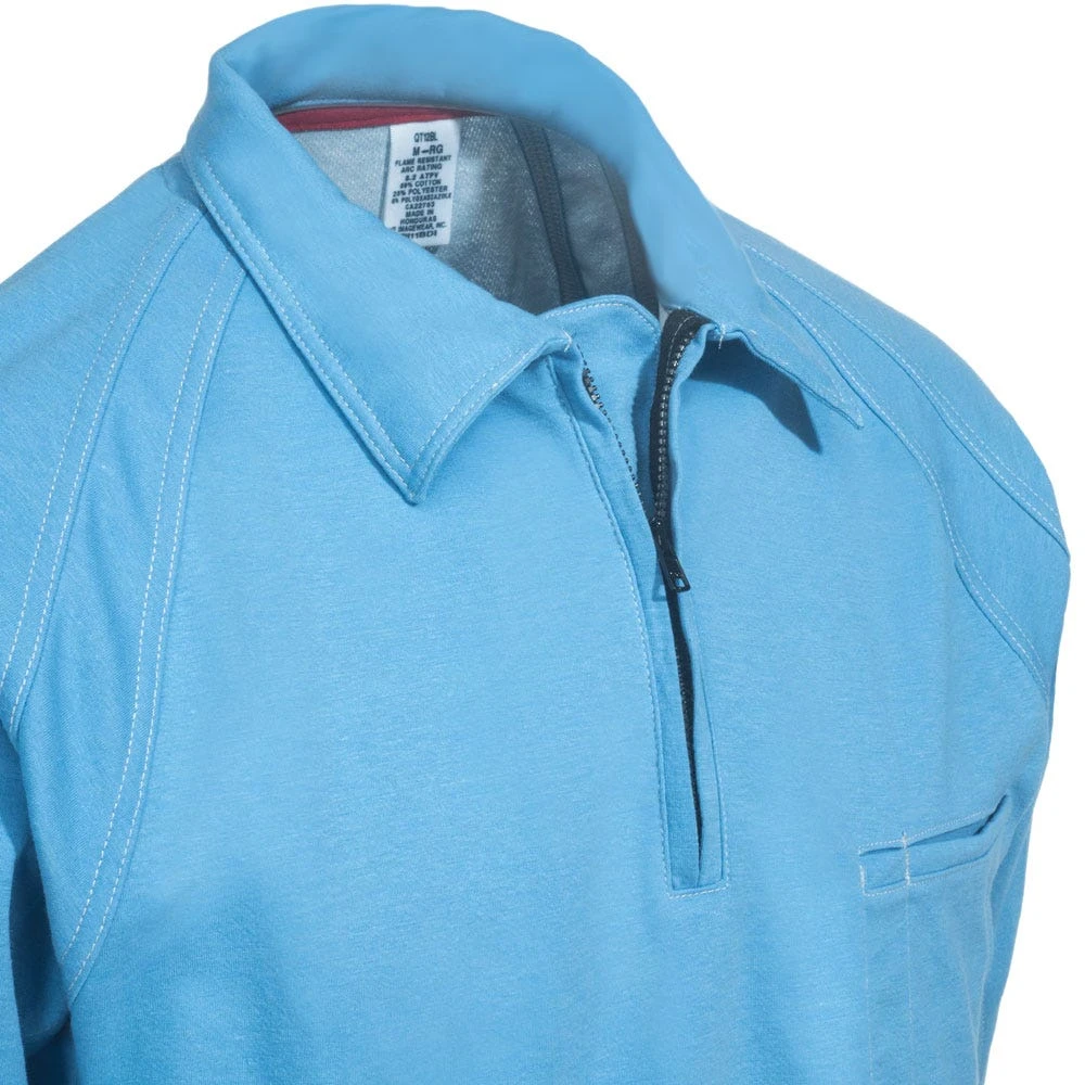 Bulwark Shirts: Men's Blue QT12 BL Flame-Resistant Long Sleeve Polo Shirt Bulwark Shirts: Men's Blue QT12 BL Flame-Resistant Long Sleeve Polo Shirt -Wrangler Store bulwark qt12bl cd 01 1