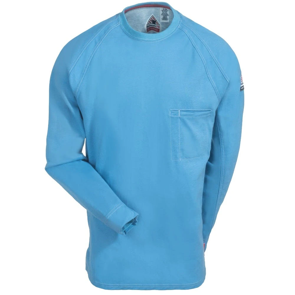 Bulwark Shirts: Men's Blue QT32 BL Flame-Resistant iQ Long Sleeve Shirt Bulwark Shirts: Men's Blue QT32 BL Flame-Resistant IQ Long Sleeve Shirt -Wrangler Store bulwark qt32bl