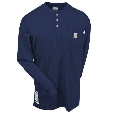 Carhartt Force Shirts: Men's Force Navy Blue 100237 410 Flame Resistant Henley Work Shirt Carhartt Force Shirts: Men's Force Navy Blue 100237 410 Flame Resistant Henley Work Shirt -Wrangler Store carhartt 100237 410 f 01
