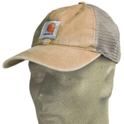 Carhartt Hats: Men's 100286 253 Dark Khaki Buffalo Mesh Back Baseball Cap -Wrangler Store carhartt 100286 253 p 01