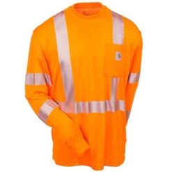 Carhartt Force Shirts: Men's Force Orange 100496 824 Hi Vis Long Sleeve Shirt -Wrangler Store carhartt 100496824 f 01