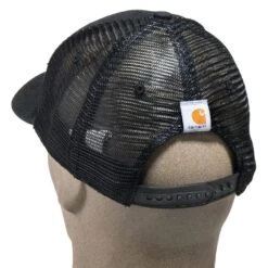 Carhartt Caps: Men's 101195 001 Black Cotton Canvas Mesh Back Dunmore Baseball Cap -Wrangler Store carhartt 101195 001 b 01