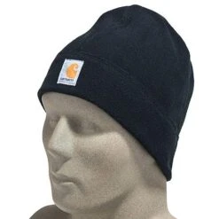 Carhartt Hats: Black Polyester Fleece Hat A207 BLK 2 Carhartt Hats: Black Polyester Fleece Hat A207 BLK -Wrangler Store carhartt a207 blk p 01