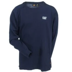 CAT Apparel Shirts: Men's 1630003 57E Navy FR Long-Sleeve Performance Crew Shirt -Wrangler Store cat 1630003 f 01