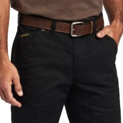 Ariat Rebar Pant: Men's 10041065 Black M5 Straight DuraStretch Washed Twill Dungaree Straight Leg Pant 2 Ariat Rebar Pant: Men's 10041065 Black M5 Straight DuraStretch Washed Twill Dungaree Straight Leg Pant -Wrangler Store f22 mns work 10041065 detail01