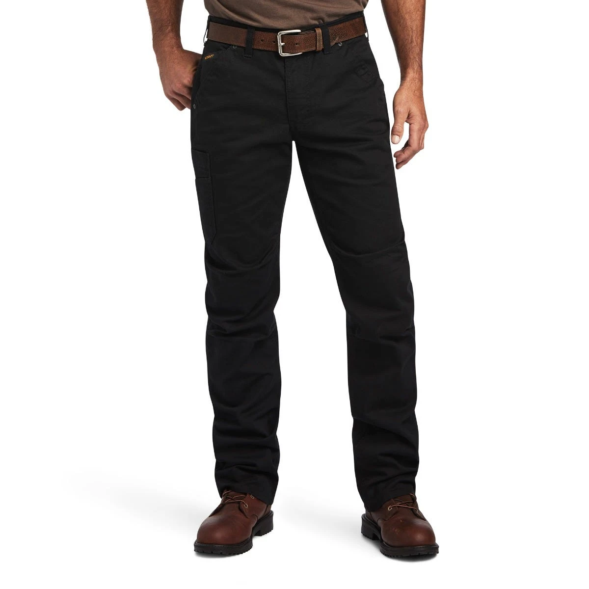 Ariat Rebar Pant: Men's 10041065 Black M5 Straight DuraStretch Washed Twill Dungaree Straight Leg Pant Ariat Rebar Pant: Men's 10041065 Black M5 Straight DuraStretch Washed Twill Dungaree Straight Leg Pant -Wrangler Store f22 mns work 10041065 front