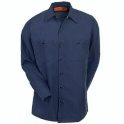 Red Kap Shirts: Men's Navy SP14 NV Industrial Long Sleeve Work Shirt -Wrangler Store image 49722