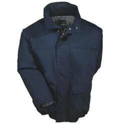 Bulwark Jackets: Men's JLR8 NV Flame-Resistant Insulated Navy Cotton Work Jacket -Wrangler Store jlr8nv4 bulwarkf 01