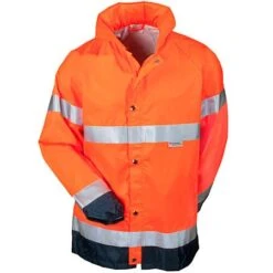 Occunomix Jackets: Men's Hi Vis Orange Waterproof Rain Jacket LUX TJR ORG -Wrangler Store lux tjrorg occuluxf 01