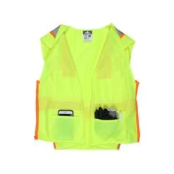 MCR Safety Vests: Men's SURVL Lime Hi Vis Reflective Orange Silver Stripes Zipper Closure Safety Vest -Wrangler Store mcr survl 3 innerpockets xhiresedit copy