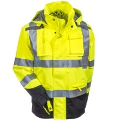 Radians Jackets: Unisex Hi Vis RW32 3Z1Y Green ANSI Class 3 Rain Jacket -Wrangler Store radwear rw32 3z1y f 01