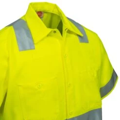 Red Kap Shirts: Class 2 High Vis Grey Men's SY24 YG Colorblock Work Shirt