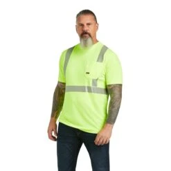Ariat Rebar Workwear: Men's 10039196 Hi-Vis Yellow ANSI T-Shirt