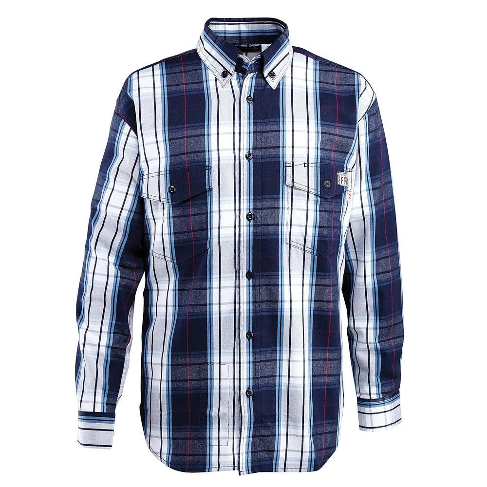 Wolverine Apparel: Men's W1203980 417 FR FireZer0 Navy Plaid Long Sleeve Twill Shirt Wolverine Apparel: Men's W1203980 417 FR FireZer0 Navy Plaid Long Sleeve Twill Shirt -Wrangler Store w1203980 417 1